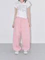 Pantalones de chándal rosas holgados para mujer estilo americano con corte casual. - S / Rosa