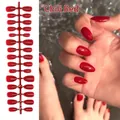 Professional chili red almond-shaped short press-on nails set for manicure and pedicure - Chili Red (DXR15#)