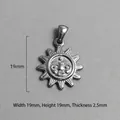 Vintage stainless steel sun face pendant necklace charm, silver finish, 19mm diameter - Sun Face Round Pendant (P00143S)