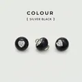 Bottone a perla tonda nera di alta qualità con scintillante cuore in strass argentati - Cuore Nero (10mm)