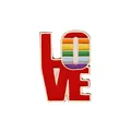 Creative rainbow striped LOVE enamel brooch pin accessory for stylish backpack decoration - Alphabet