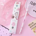 Cute pink cartoon wooden HB pencil set with eraser for students, 10 pieces per box - Peach Girl - Round Barrel (蜜桃女孩（圆形笔杆）)
