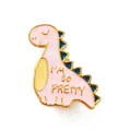 Kawaii pink cartoon dinosaur enamel pin brooch engraved with I'M SO PRETTY text - Pink Dinosaur Style (JEWB-K021-03G-G)