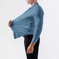 Camicia professionale da uomo a maniche lunghe senza cuciture ed elastica in blu chiaro - Maglia A Maniche Lunghe Blu Nebbia / XS
