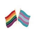 Creative crossed pride flags enamel pin badge with colorful stripes for backpack decoration. - Double Flags