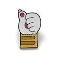 Cute cartoon white animal paw enamel pin badge with red claws - Patterned Cat Paw Style (JEWB-M038-02C)