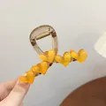 Grande molletta per capelli ambra con decorazioni a cuore gialle per donne trendy - Fermaglio a Pinza Piccolo Decorazione Cuore Arancione