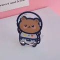 Cute astronaut brown bear acrylic phone stand for desktop tablet holder accessory - Shaped Bear