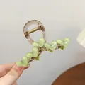 Elegant translucent hair claw clip featuring 3D glossy light green heart accents - Light Green Heart Decor Small Claw Clip