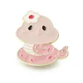 Adorable pink cartoon animal enamel pin brooch with a small flower head detail - Snake Flower Style (JEWB-Q002-08KCG-F)