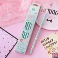 Set of 10 cute cartoon space odyssey wooden HB pencils for students creative writing - Green Bear - Round Barrel