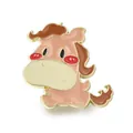 Cute decorative cartoon horse enamel brooch pin badge with pink and gold alloy finish - Pink Pony Style (JEWB-Q002-08KCG-G)