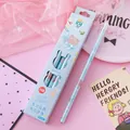 Cute light blue HB wooden pencil set with cartoon bear space odyssey design for kids - Astronaut Bear - Round Barrel