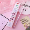 Premium boxed 10-piece wooden pencils set with cute pink space rabbit illustrations - Astronaut Rabbit - Round Barrel