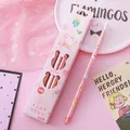 Cute pink boxed HB wood pencils with cartoon bunny pattern for students and kids. - Pink Rabbit - Triangular Barrel