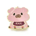 Cute cartoon pink pig enamel pin badge with eat text design for clothing decoration - Piggy Eat Style (JEWB-Q002-08KCG-L)