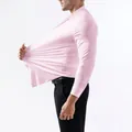 Premium men's high elasticity pink dress shirt long sleeve slim fit business wear - XS / Tops / Pink