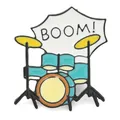 Creative cartoon drum set enamel pin with BOOM! speech bubble badge accessory - Drum Set Style (JEWB-Q010-04EB-02)
