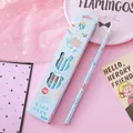 Cute light blue 10-piece wooden HB pencil set with bear space odyssey theme design - Astronaut Bear - Triangular Barrel