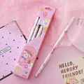 Pack of 10 cute pink cartoon HB graphite wooden pencils for student school stationery - Big Peach Girl - Triangular Barrel
