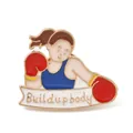 Creative cartoon female boxer enamel brooch with Build up body banner alloy pin badge - Female Boxer Style (JEWB-Q012-01A)