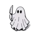 Cute white cartoon ghost enamel pin holding a knife creative drip oil alloy brooch - Ghost with Knife Style (JEWB-Q044-02A)