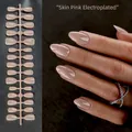 Dusty pink electroplated almond press-on nails with a realistic mirror finish look - Pink Electroplated (DD02#)