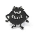 Unique cartoon black monster enamel pin brooch with funny silver teeth and alloy finish - Teeth Monster Style (JEWB-R017-01)