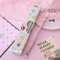 Cute boxed HB wooden pencils with cartoon pattern for students, 10 piece set, gray color - Little Orange Hat Boy - Triangular Barrel