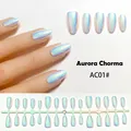 Iridescent aurora almond press-on nails in holographic blue-purple finish - Colorful Plating (AC01#)