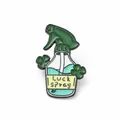 Creative Luck Spray enamel pin badge featuring green shamrock clovers for good luck - Luck Spray Style (JEWB-R066-01EB-03)