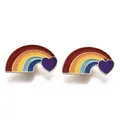 Cute rainbow and purple heart enamel pin badges for clothing decoration and bags - Gradient Rainbow Style (JEWB-S011-028)