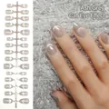 Handmade almond press-on nails featuring a stylish grey cat-eye shimmering finish - Grandma Gray Smile Cat Eye (MY16#)