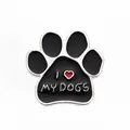 Cute cartoon animal dog paw enamel pin with 'I Love My Dogs' text and red heart - Paw Print Dog Style (JEWB-S011-095-NR)