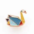 Colorful geometric swan enamel pin, creative alloy drip oil brooch badge accessory - Geometric Swan Style (JEWB-S011-148-NR)