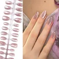 Lavender cat-eye almond press-on nails with realistic glossy finish - Lavender Cat Eye (MY04#)