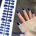 Handmade almond shaped press-on nails in vibrant Klein blue gloss finish for women - Klein Blue (DXR06#)