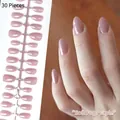 Soft mist purple almond press-on nails set with 30 pieces of nail tips - Soft Mist Purple (DXR02#)