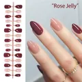 Handmade almond press-on nails set in elegant rose jelly and nude pink colors - Rose Jelly