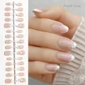 Elegant almond shaped press-on nails featuring a delicate pink floral vine design - Floral Vine (SJ05#)