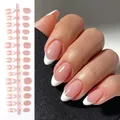 French jelly style press-on nails almond shape nude with white tips realistic finish - French Jelly (FS01#)