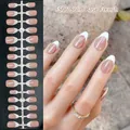 Natural nude almond French tip press-on nails set with elegant white tips - Solid Base French (FS06#)