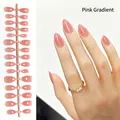 Handmade almond press-on nails with a realistic pink gradient finish for natural look - Pink Gradient