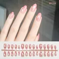 Pink glossy almond press-on nails set short handmade realistic false nails MY29# - Peach Pink Gradient (MY29)