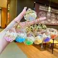 Set van transparante schelp sleutelhangers met kleurrijk drijfzand, schelpen en belletjes - Gouden Hardware [gemengd] Kleine Schelp + Zeeschelp / Karabijnsluiting Stijl