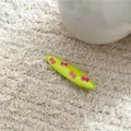 Cute Korean style green oval duckbill hair clip with pink bow patterns for girls - Bow Style Duckbill Clip (J174-B16) / Light Green