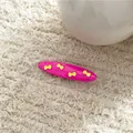 Cute pink oval duckbill hair clip with yellow bow patterns in sweet Korean style - Bow Style Duckbill Clip (J174-B16) / Rose Red