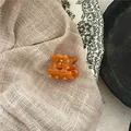 Cute orange bear-shaped resin hair claw clip with sparkling rhinestone eyes for girls - Mini Bear Hair Claw (J49-B198) / Orange