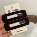 Set of two elegant dark brown rectangular velvet duckbill hair clips on a display card - Rectangular Snap Clip (Pair) / Coffee