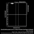 Clear 4-pocket A4R binder refill sleeve with detailed dimensions for photo cards - Small A4 Size Rounded Corners 11 Holes 4 Compartments 10 Cards #161